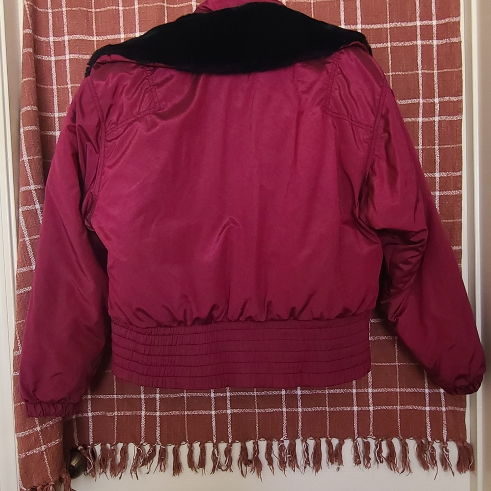 NILS Women's Burgundy Puffer Jacket with Black Collar - Picture 12 of 15